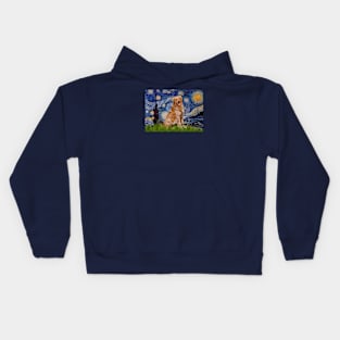 Starry Night Adapted to Include a Happy Golden Retriever Kids Hoodie